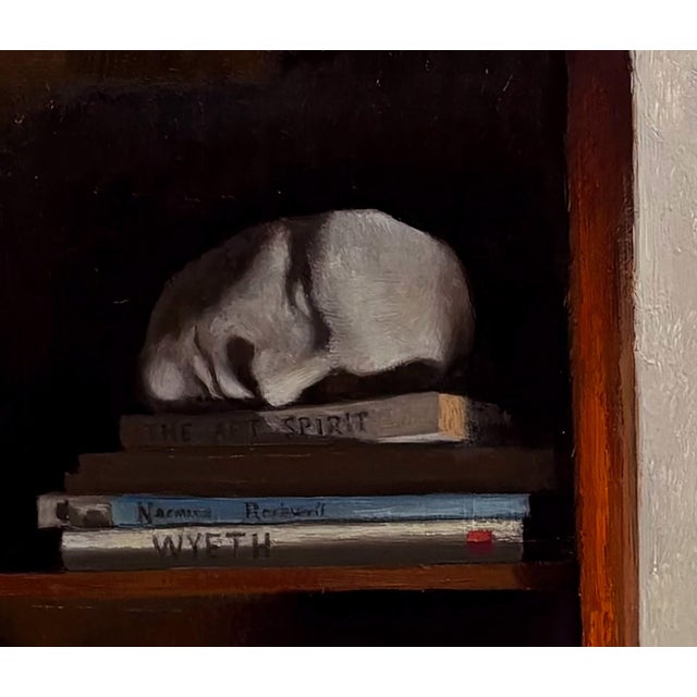 Early 21st Century Noumena by Brad Davis | Oil on Wood Panel Portrait of a woman beside a bust and shelf items. For Sale - Image 5 of 5