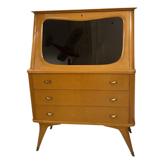 Vintage Italian Honey Color Secretaire, 1950s For Sale - Image 11 of 11