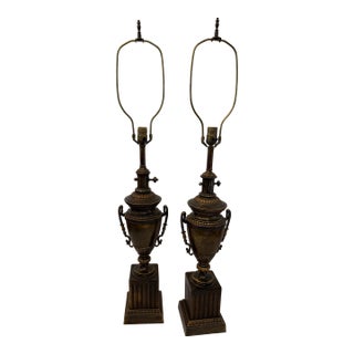 Vintage Brass Frederick Cooper Urn Style Lamps- A Pair For Sale