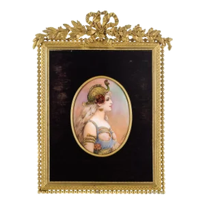 French Enamel Plaque With Gilt Bronze Frame