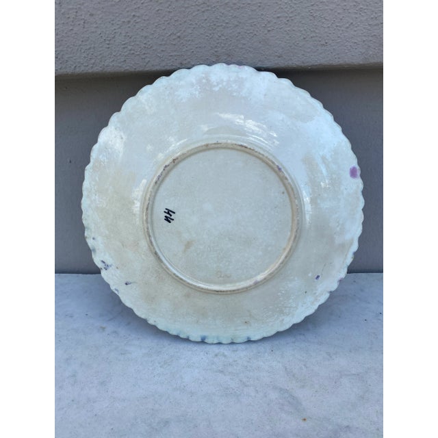 French Country French Majolica Purple Daisy Plate Orchies, Circa 1890 For Sale - Image 3 of 4