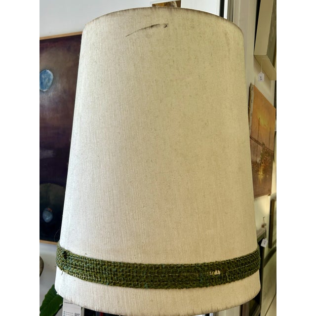 1960s Very Large Vintage Mid Century Modern Ceramic Brutalist Green Table Lamp For Sale - Image 5 of 10