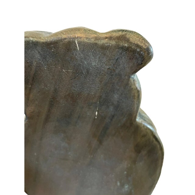 Ceramic Vintage Ceramic Bronze-Colored Owl, Bookends For Sale - Image 7 of 8