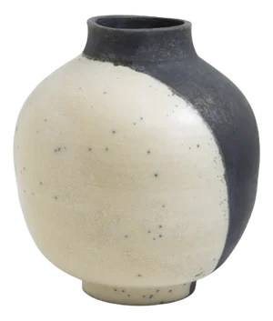 Japanese Modern Minimalist White & Black Raku Ceramic Vase
