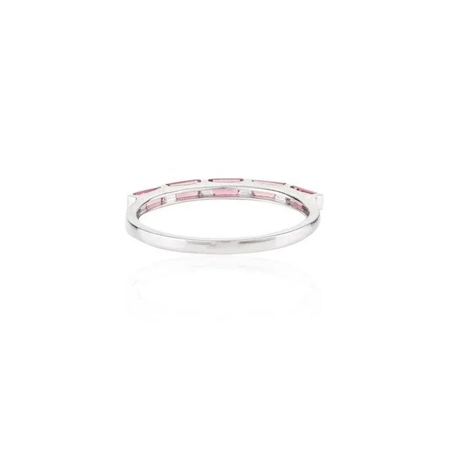 Modern Chic Eternity Band With Baguette Cut Natural Pink Tourmaline Size 7 For Sale In New York - Image 6 of 10