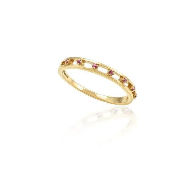 Natural Ruby Everyday Stacking Band Ring in 18k Solid Yellow Gold Size 7 (All Sizes Available) For Sale - Image 4 of 8