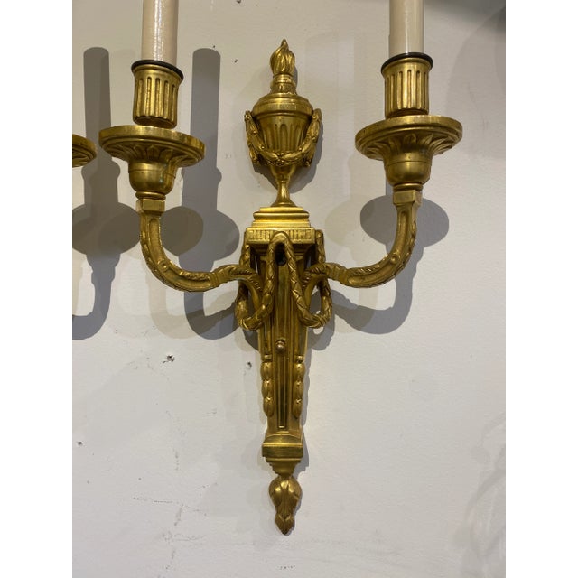 1900 Caldwell Gilt Bronze Sconces Neoclassical Style For Sale - Image 11 of 12