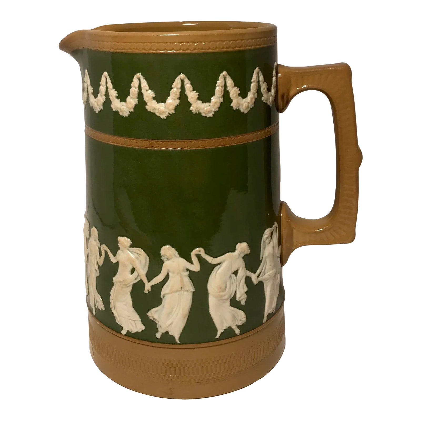 1891 Copeland Late Spode "Dancing Hours" Glazed Jasperware Type Pitcher
