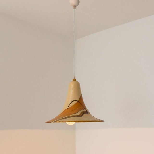 Cone Beige Orange Ceramic Pendant Light, 1970 For Sale - Image 13 of 15
