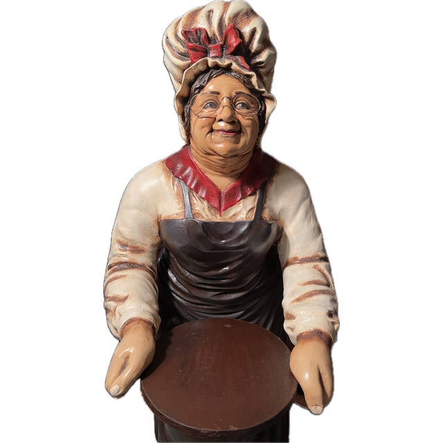 Late 20th Century Granny Chef Statue With Serving Tray Display Piece For Sale - Image 9 of 15