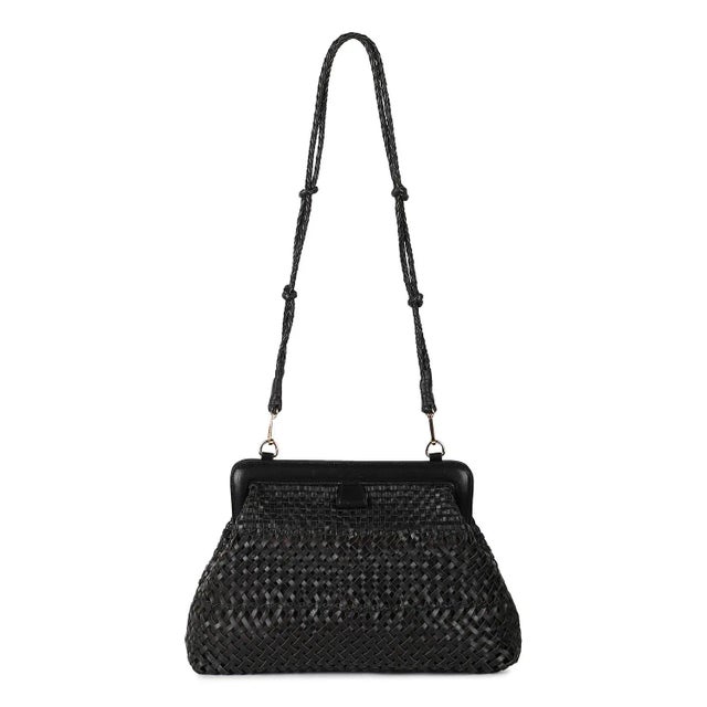 Fernanda Black Woven Clutch For Sale - Image 4 of 5