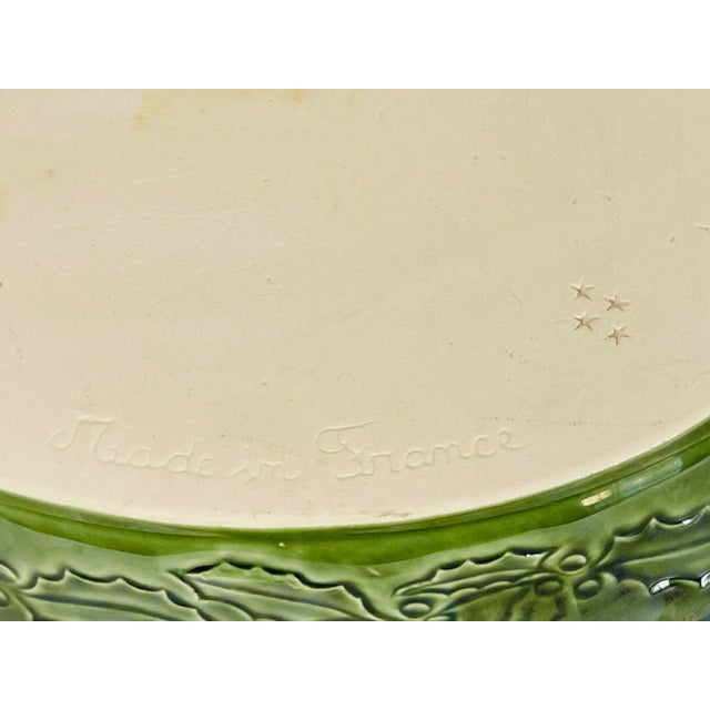 Green 1990s Appolia French Ceramic Green Holy Berry Serving Dish For Sale - Image 8 of 9