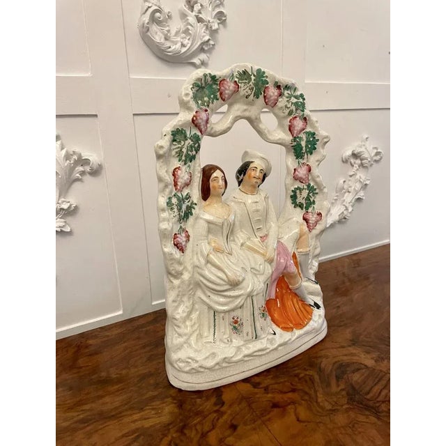 Antique 19th Century Staffordshire Flatback Figure of a Wedding Scene, 1860s For Sale - Image 3 of 12