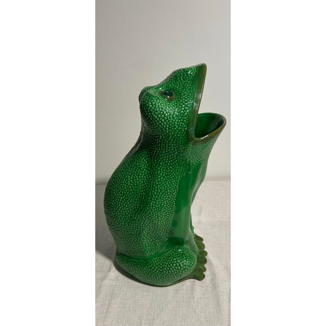 1950s Mid 20th Century Gumps Vintage Italian Porcelain Frog Umbrella Stand For Sale - Image 5 of 9
