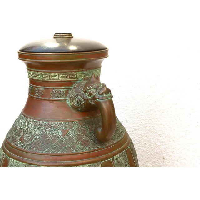 19th Century Chinese Archaistic Dragon Lamp For Sale - Image 4 of 12