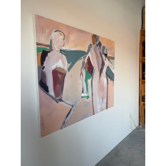 Contemporary Large Vintage Abstract Figurative Acrylic Painting on Canvas by Hamzik For Sale - Image 3 of 11