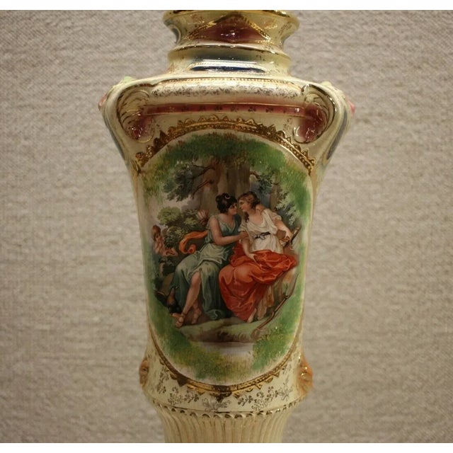 Ceramic Early 20th Century Hand-Painted French Porcelain Electric Lamp For Sale - Image 7 of 10