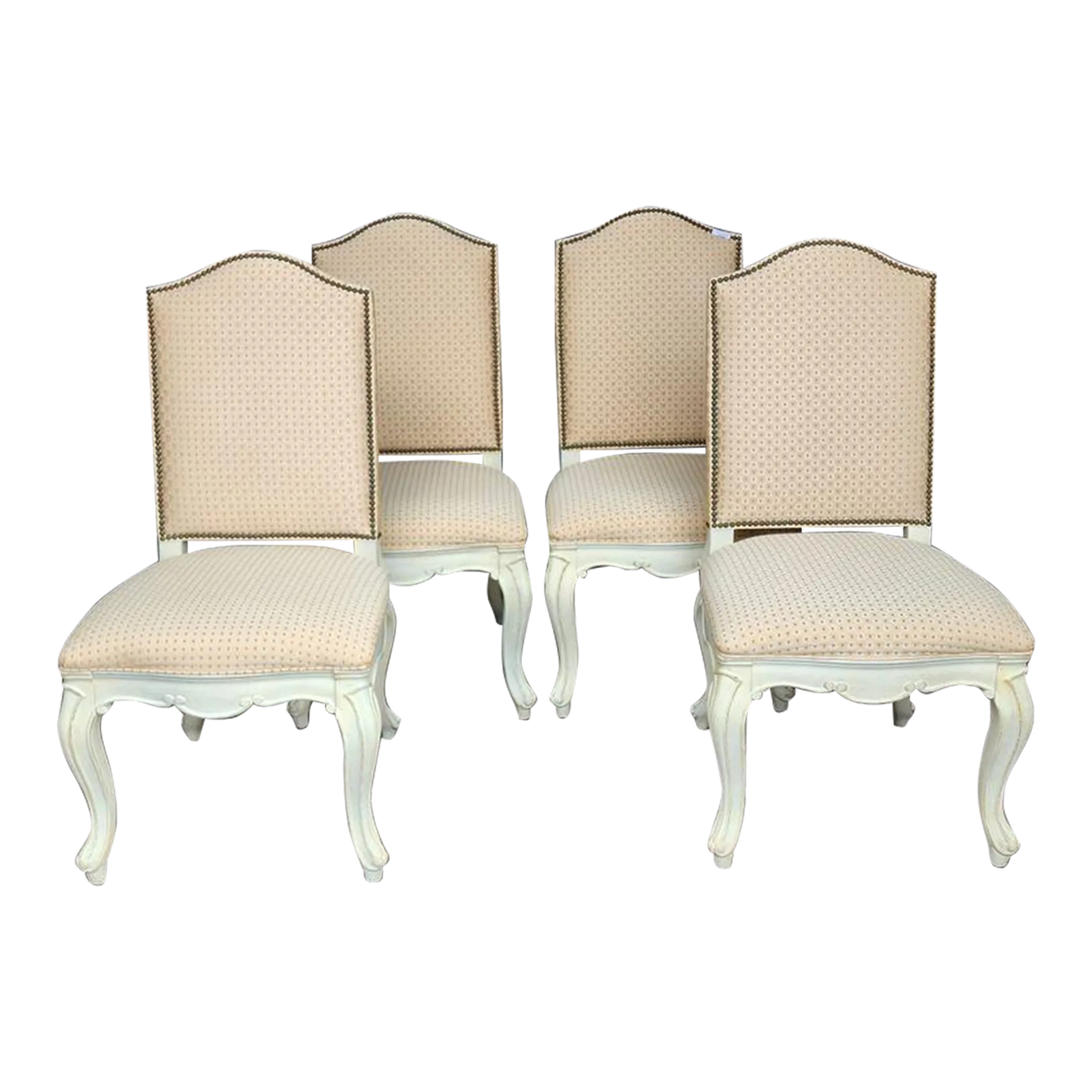 Vintage Drexel Heritage French Louise XV White Painted Upholstered