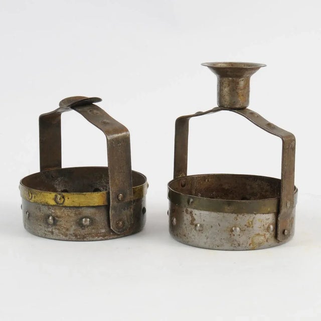 - Handcrafted matching pair of ashtray and candle holder - Designed by Hugo Berger for Goberg Metallwarenfabrik - Made in...
