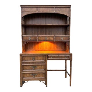 Faux Bamboo Desk and Lighted Bookcase by Dixie ShangriLa For Sale