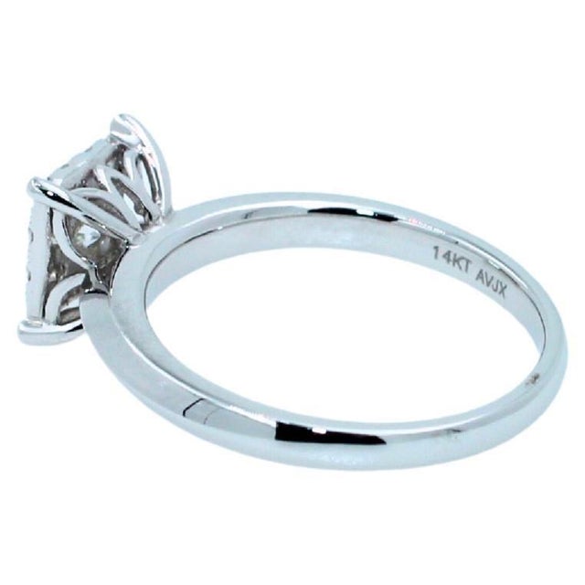 Contemporary 0.50 Carats Diamond Square Halo Round Pave Engagement Cocktail White Gold Ring 2, Size 7 For Sale - Image 3 of 9