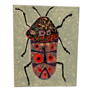 Beetle Bug Mosaic Insect Charcoal Acrylic Painting For Sale