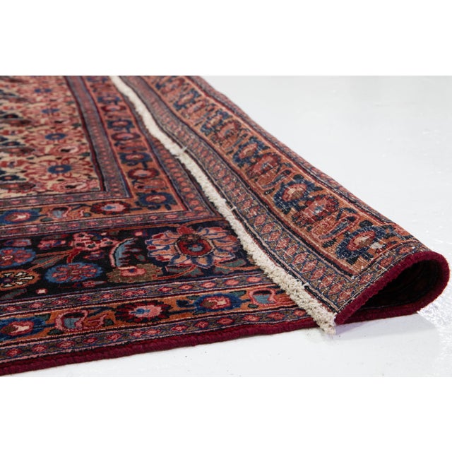 10 X 14 Vintage Persan Bidjar Wool Rug in Tan With Allover Design For Sale - Image 4 of 10