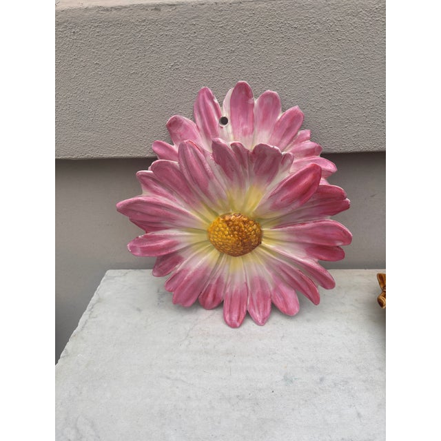 Late 19th Century Large Majolica Pink Daisy Wall Pocket Delphin Massier, Circa 1890 For Sale - Image 5 of 6