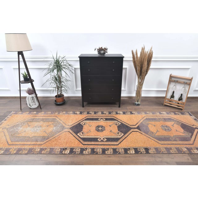 Boho Chic 1960s Vintage Turkish Wool Hand-Knotted Runner For Sale - Image 3 of 8