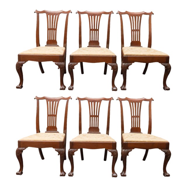 Mid 18th Century Period Irish Chippendale Side Chairs - Set of 6 For Sale