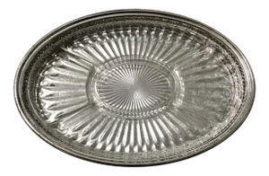 1960s Kent Silversmiths Silverplate Oval Relish Dish Crystal Insert