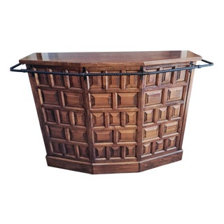 Vintage Home Bar Cabinet in Carved Wood, 1930s For Sale