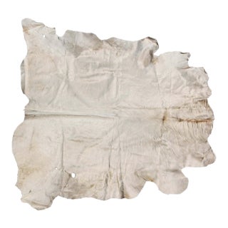 Hand-Crafted White Cowhide Rug from Argentina, Folk Art Style, 1980 For Sale