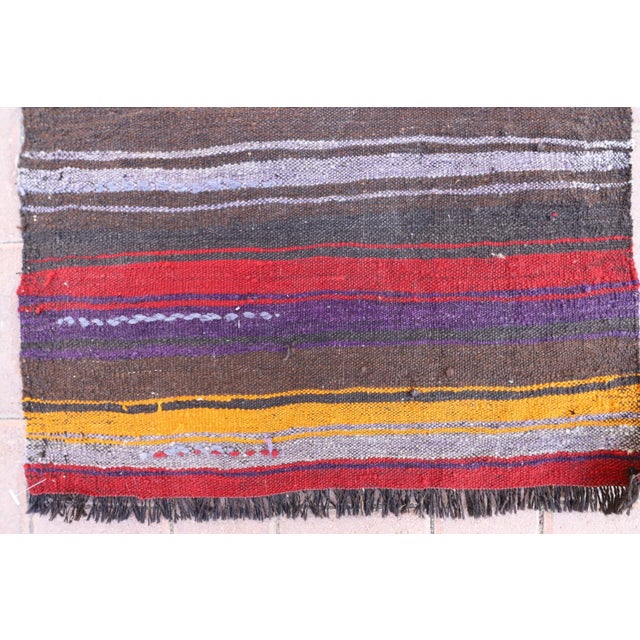 1970 Rustic Black Striped Kilim For Sale - Image 11 of 13
