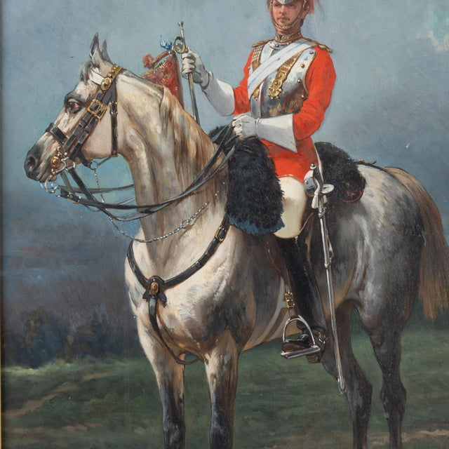 Wood Original Oil on Panel Painting "Queen Victoria's Horse Guard" Signed by Olivier Pichat For Sale - Image 7 of 9