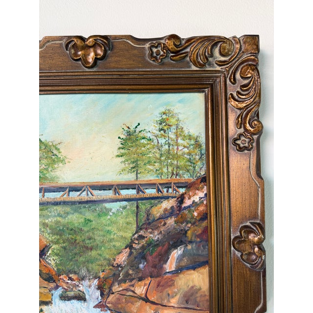 Vintage Irv Latimer Waterfall Landscape Oil on Masonite Board Painting – Framed For Sale In Miami - Image 6 of 13