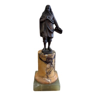 Grand Tour Style Classical Figure in Brass on Marble Base, Neoclassical Sculpture For Sale