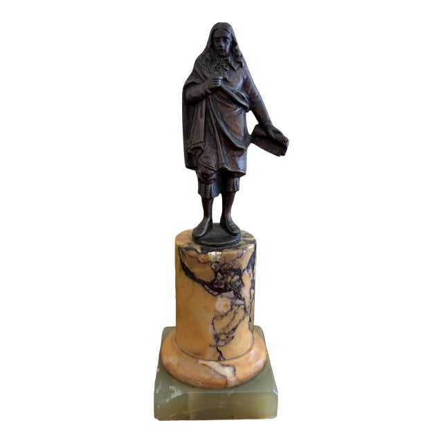 Grand Tour Style Classical Figure in Brass on Marble Base, Neoclassical Sculpture For Sale