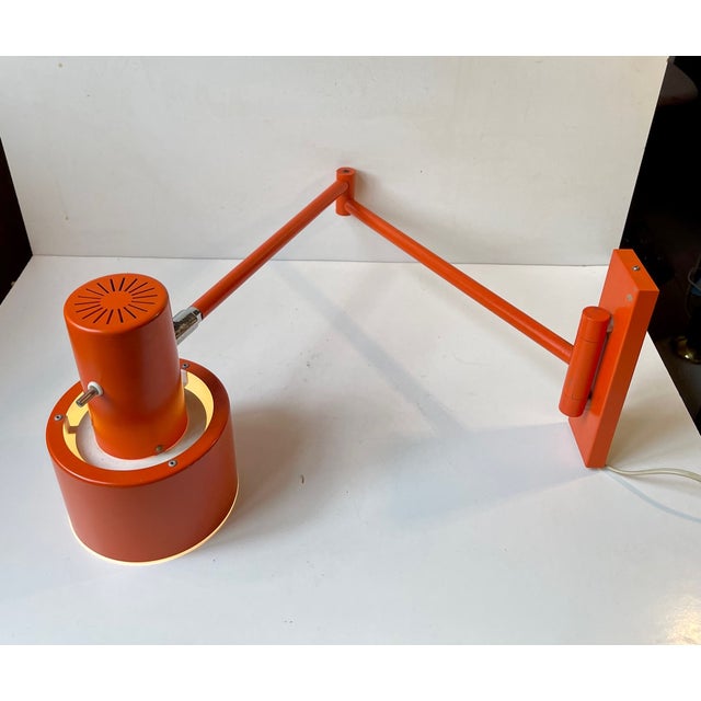 Orange Scale Swing Arm Wall Lamp by Jo Hammerborg for Fog & Mørup, 1970s For Sale - Image 9 of 14