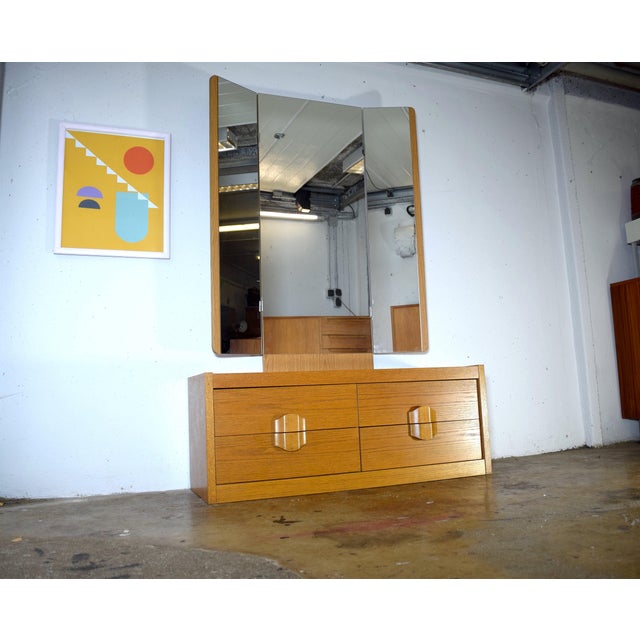 Vintage Mirrored Chest of Drawers in Oak, 1970s For Sale - Image 6 of 6
