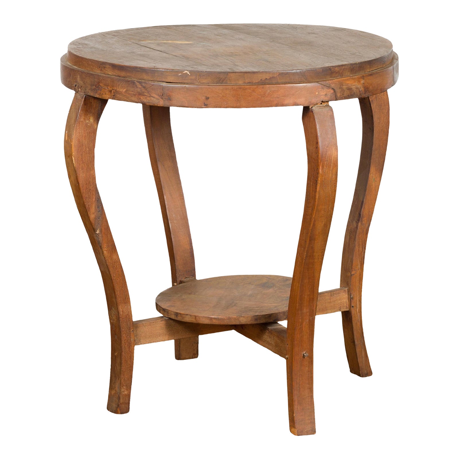 1900s Antique End Table with Curved Legs & Lower Shelf Chairish