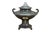 Vintage pewter coffee and tea samovar service, featuring a percolator with trophy urn form, a pitcher, and creamer and...
