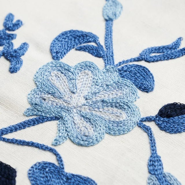 Schumacher Schumacher Raleigh Embroidery Fabric in Cornflower For Sale - Image 4 of 4