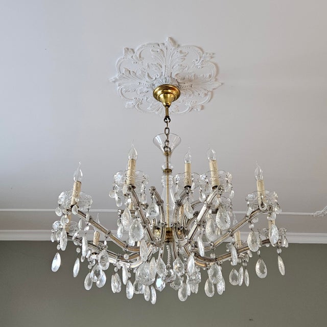 Large French Crystal Chandelier, 1930s For Sale - Image 15 of 15