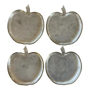 Vintage Mid Century Clear Glass Apple Plates - Set of 4