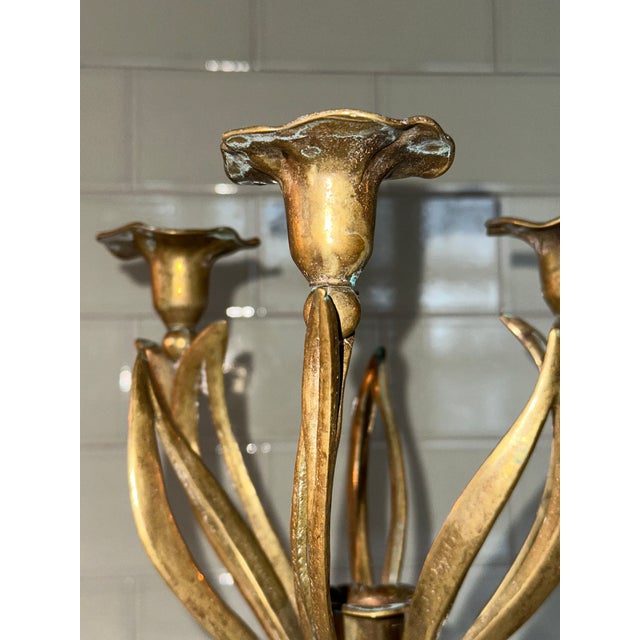 Metal Art Nouveau Brass Candlestick, 1890s For Sale - Image 7 of 10