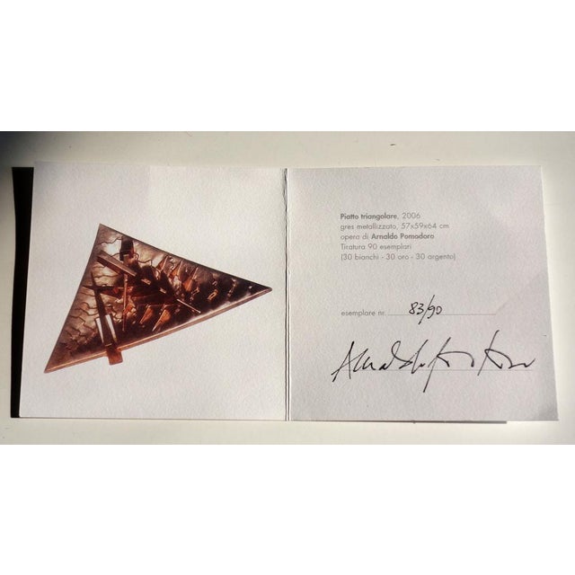 Italian Gold Ceramic Sculpture Plate by Arnaldo Pomodoro for Rossicone, 2006 For Sale - Image 15 of 16