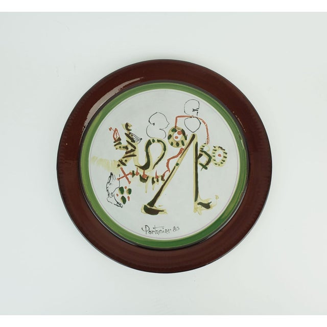 French Gilbert Portanier Ceramic Wall Plate Art Ceramic Signed Portanier 80 Vallauris, 1982 For Sale - Image 10 of 10