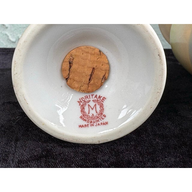 Yellow Vintage Noritake “Tree in the Meadow” Hand-Painted Berry Sugar Shaker & Creamer Set, Japan For Sale - Image 8 of 9