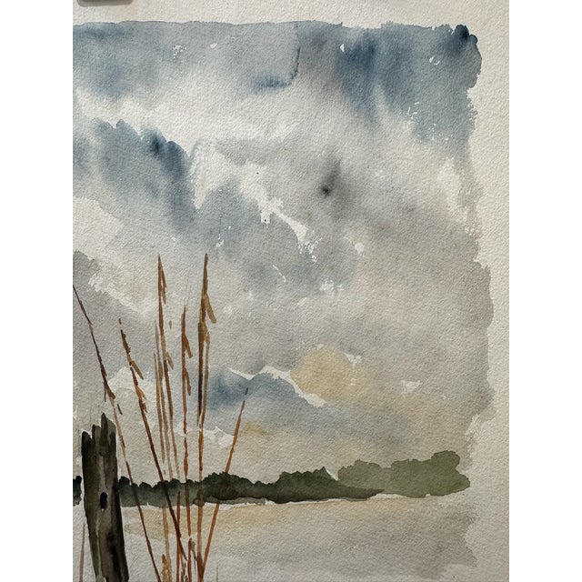 Rustic Henry Emil Salloch Original Watercolor on Paper Coastal Wetlands, 1971. For Sale - Image 3 of 7